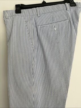 Slim Seersucker Stripe Pants - Blue and White 34x30